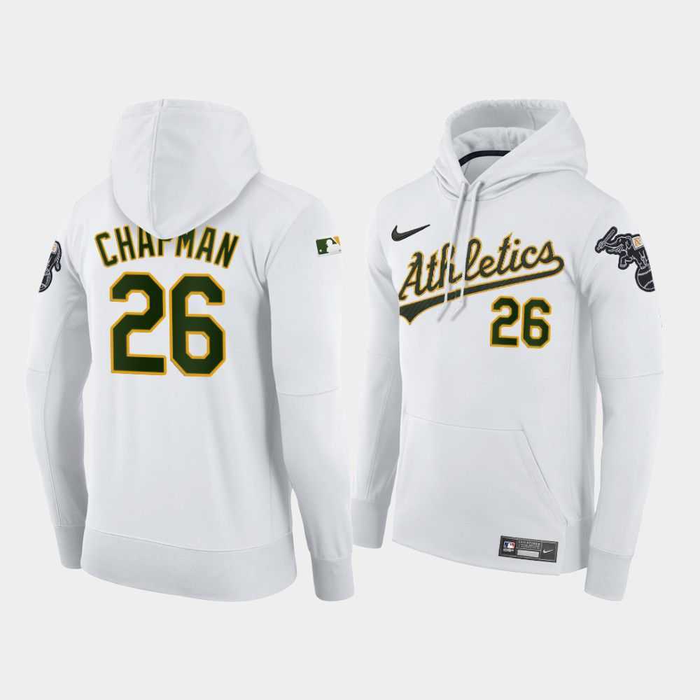 Men Oakland Athletics 26 Chapman white home hoodie 2021 MLB Nike Jerseys